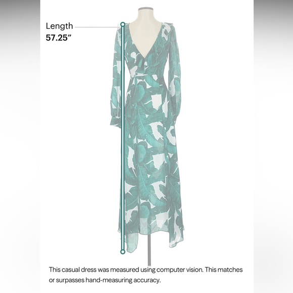 Miss Ord Elegant Green Leaf Print Maxi Dress - Picture 5 of 7